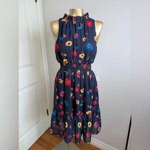 1901 floral chiffon fit & flare dress 6 PETITE